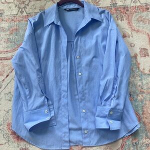 Zara Blue Button-Up Shirt